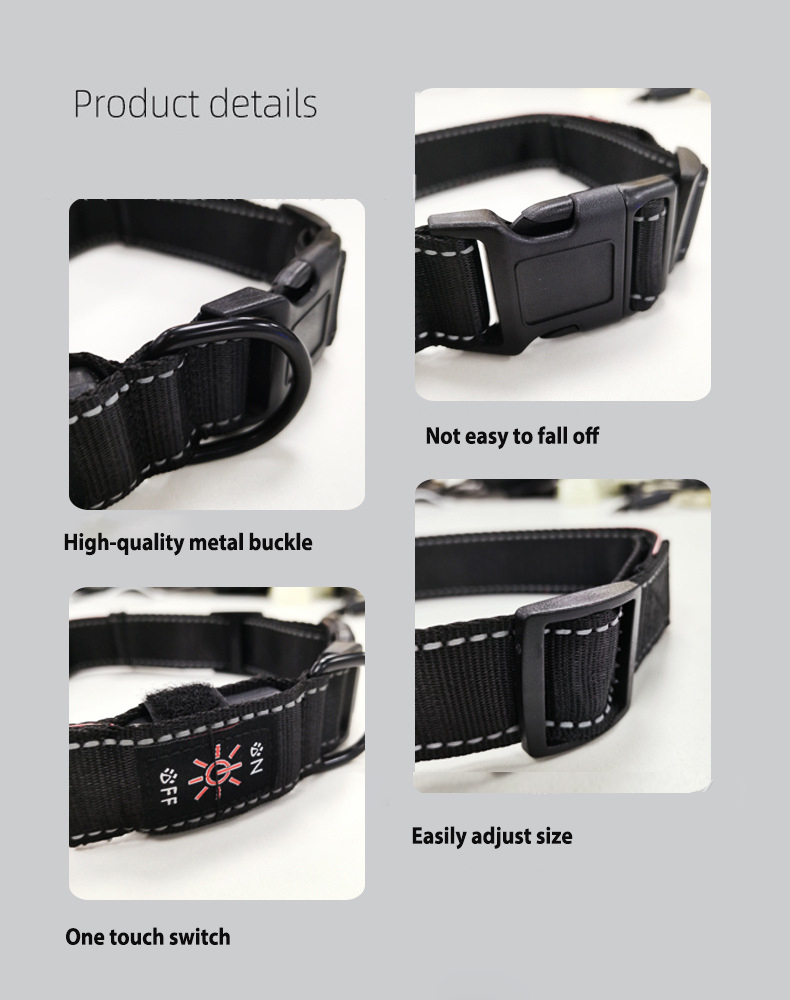 LED fiber optic luminous dog pet collar app DIY characters night light charging adjustable-Rongpet