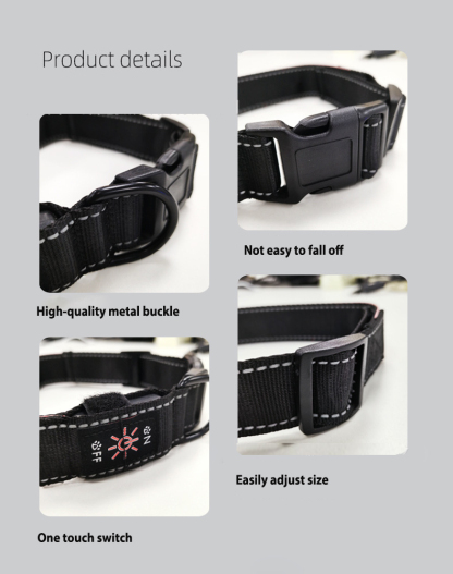 LED fiber optic luminous dog pet collar app DIY characters night light charging adjustable-Rongpet