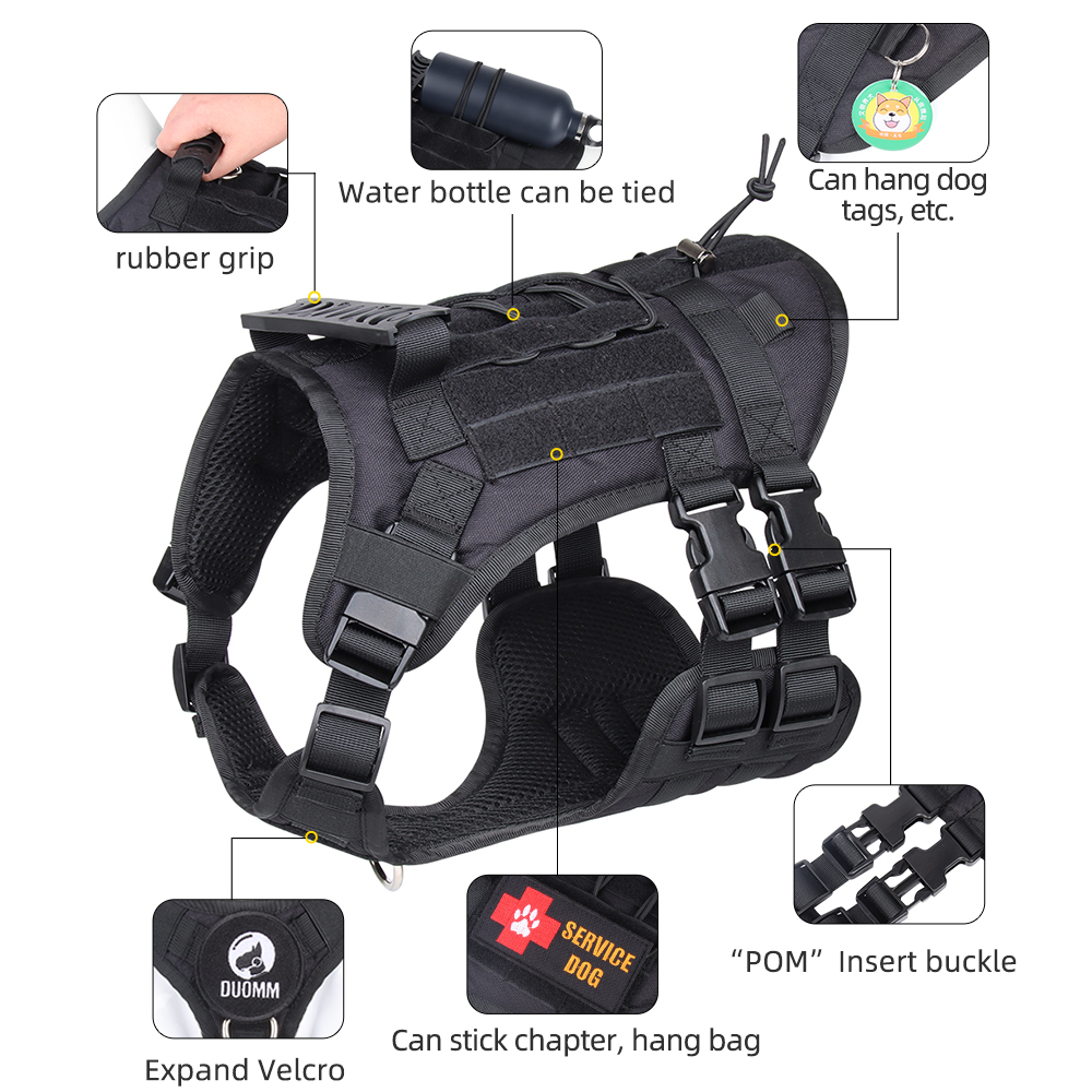 Big Dog Tactical Vest Outdoor water repellent dog chest harness medium tactical chest back
