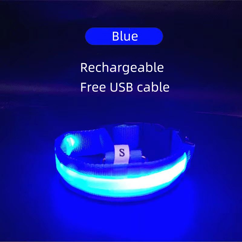 LED luminous pet collar USB charging pet collar LED flashing dog collar with light