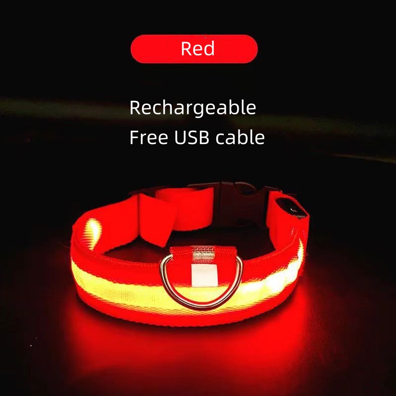 LED luminous pet collar USB charging pet collar LED flashing dog collar with light-Rongpet