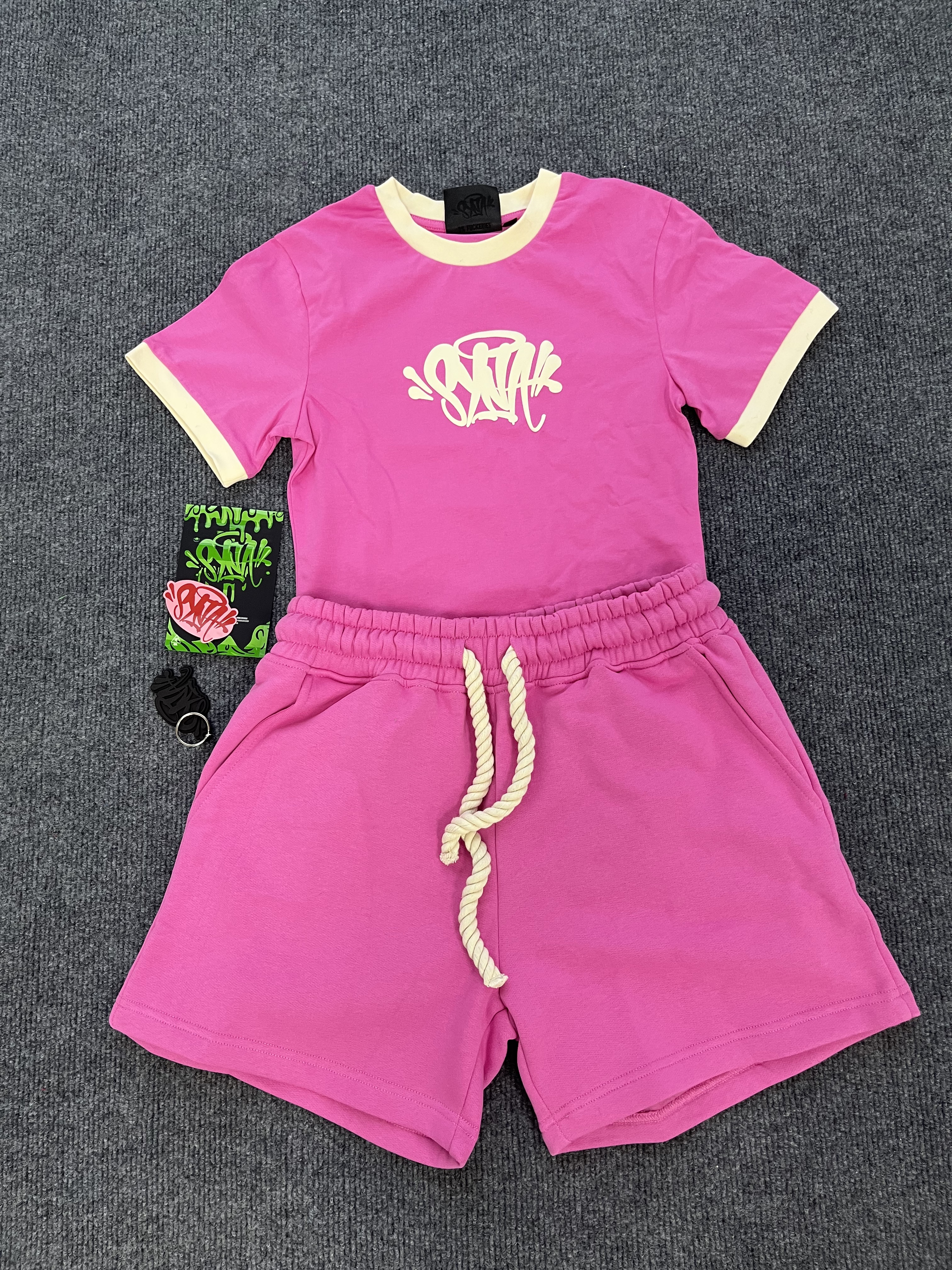 SYNA WOMEN T-SHIRT & SHORTS SET DARK PINK
