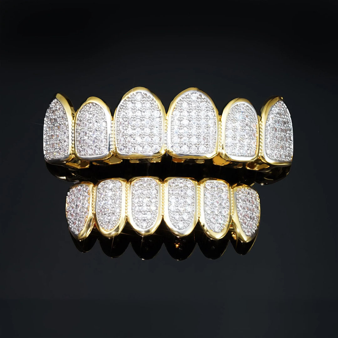 Hip Hop Real Gold-Plated Micro CZ Grillz
