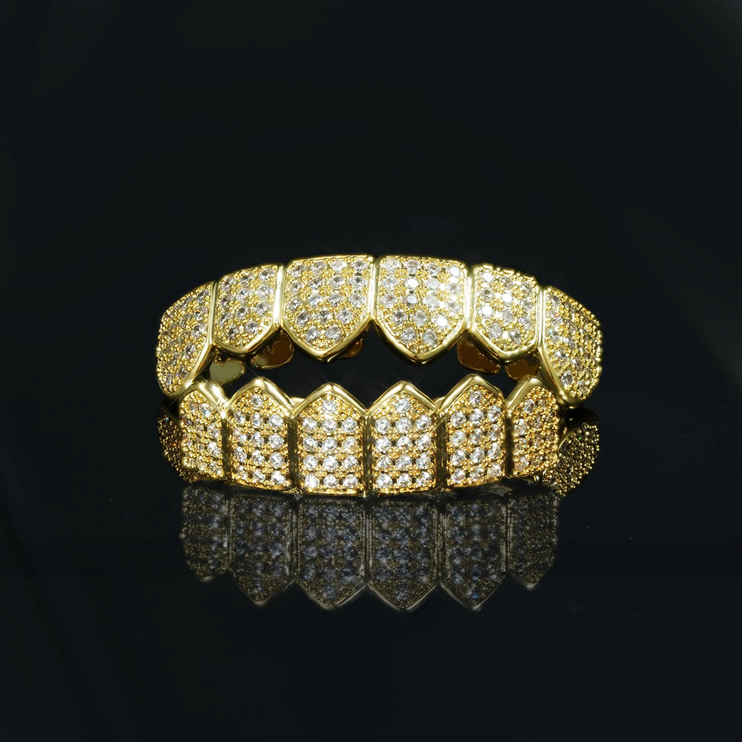 CZ Grillz Bar Iced Edition In Yellow Gold-Plated