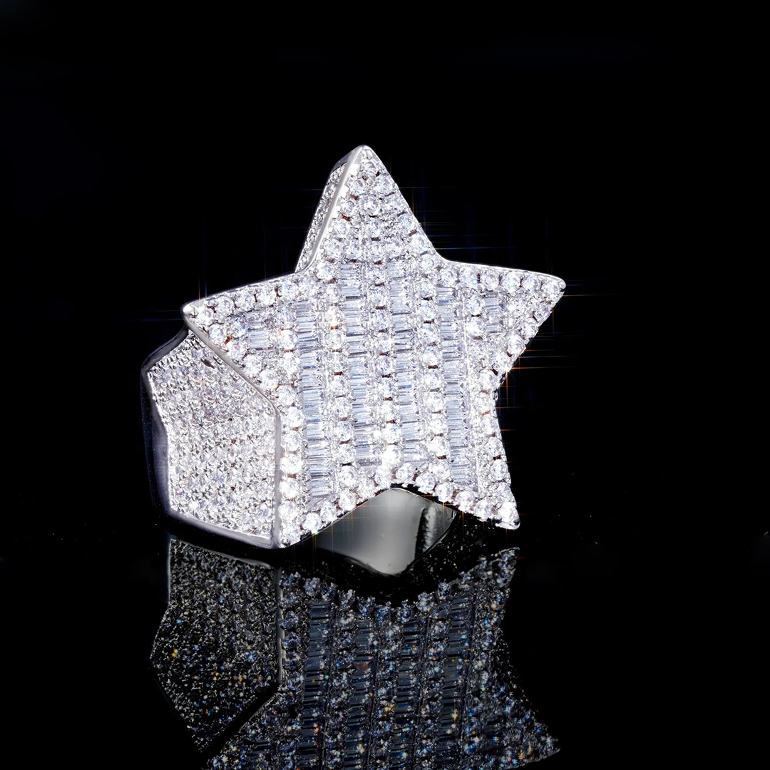 18K Gold-Plated Micro-inlay AAA CZ Pentagram Ring