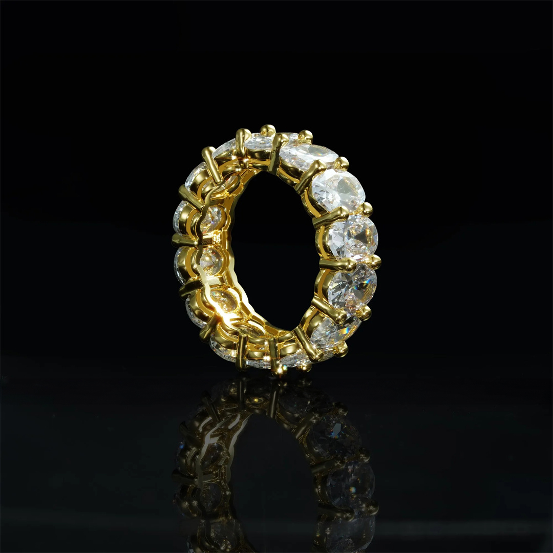5mm  18K Yellow Gold-Plated Iced AAA CZ Love Hip Hop Ring