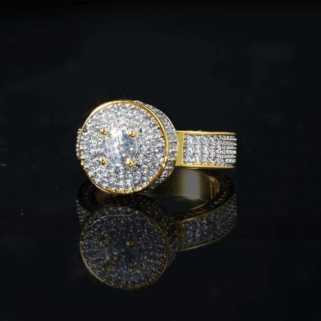 Iced CZ Diamond Gold Ring