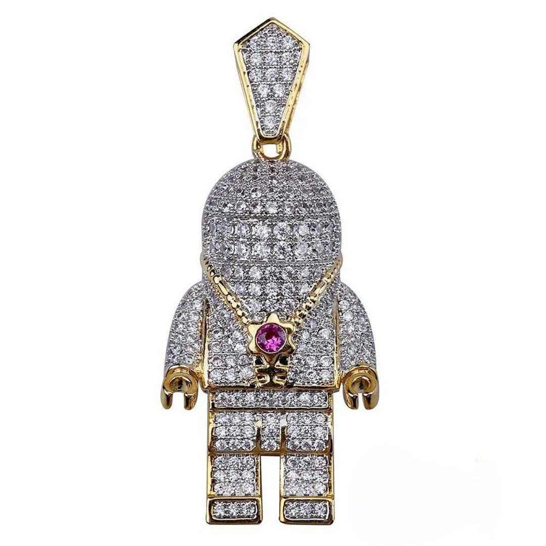 Iced 18mm  CZ  BlingBling Astronaut Pendant & Cuban Link Chain