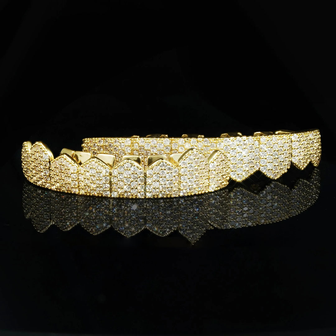 Yellow Gold-Plated Grillz Bar Iced Edition