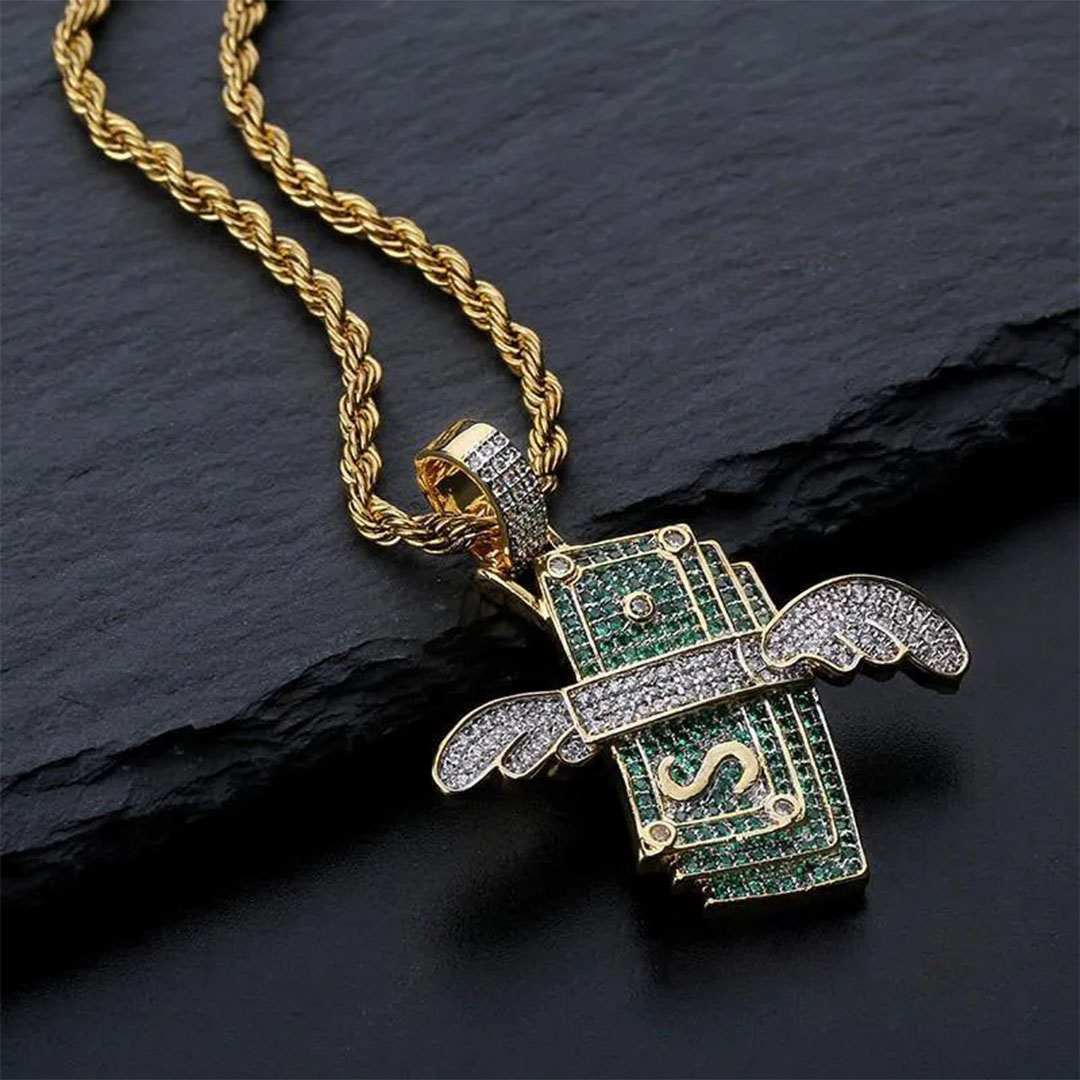 18K Gold-Plated AAA CZ Money Personality Pendant