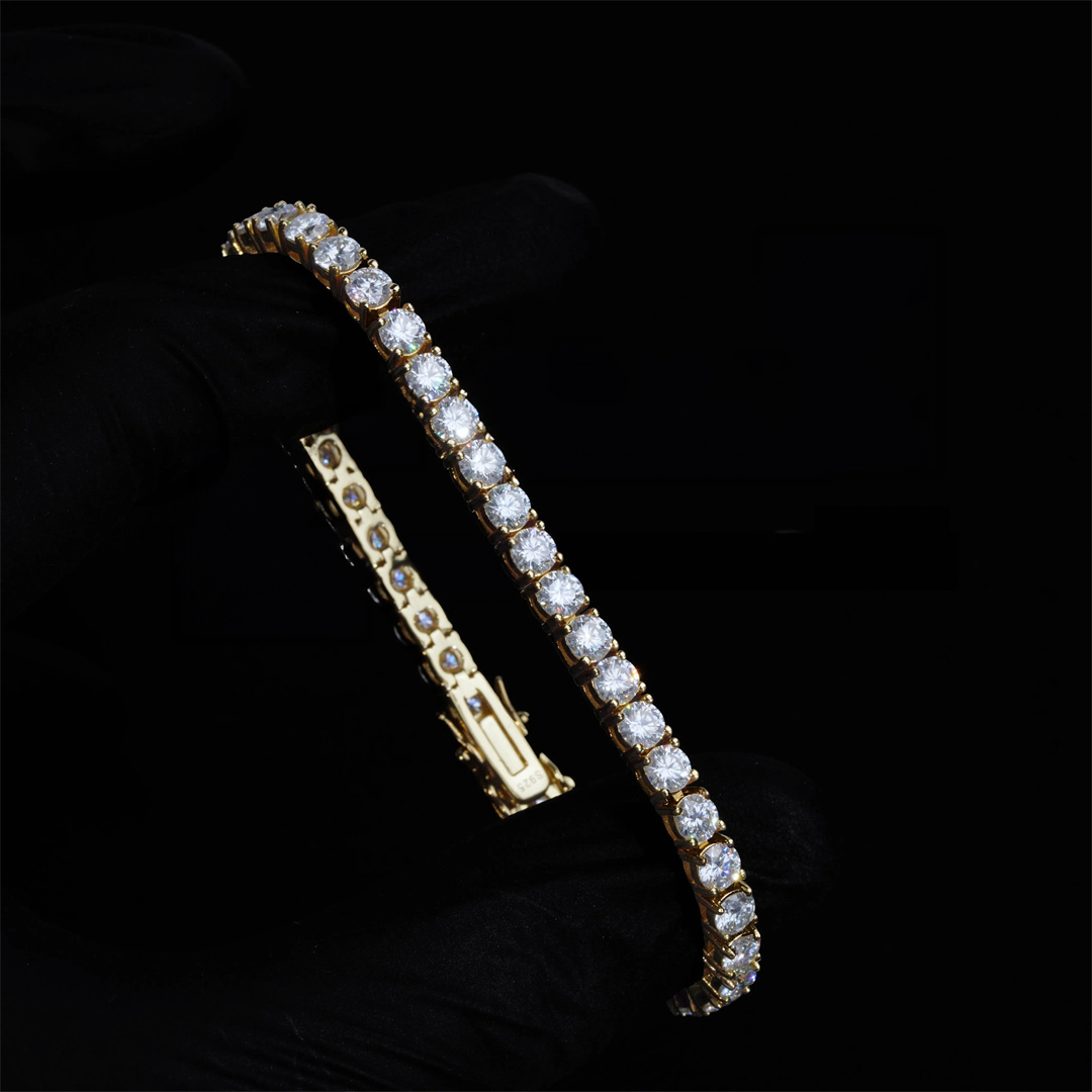 4MM 925S & VVS Moissanite Tennis Bracelet 18K Gold