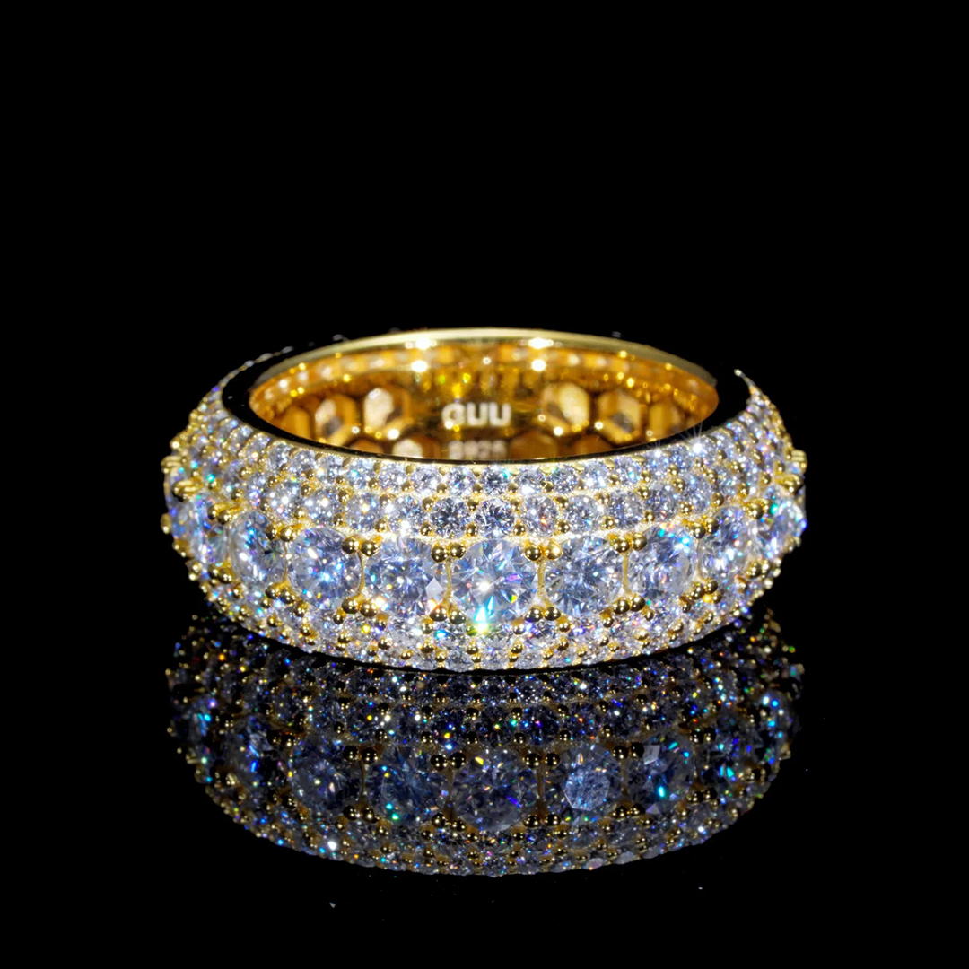 925S & VVS Moissanite Layered Diamond Ring 18K Gold