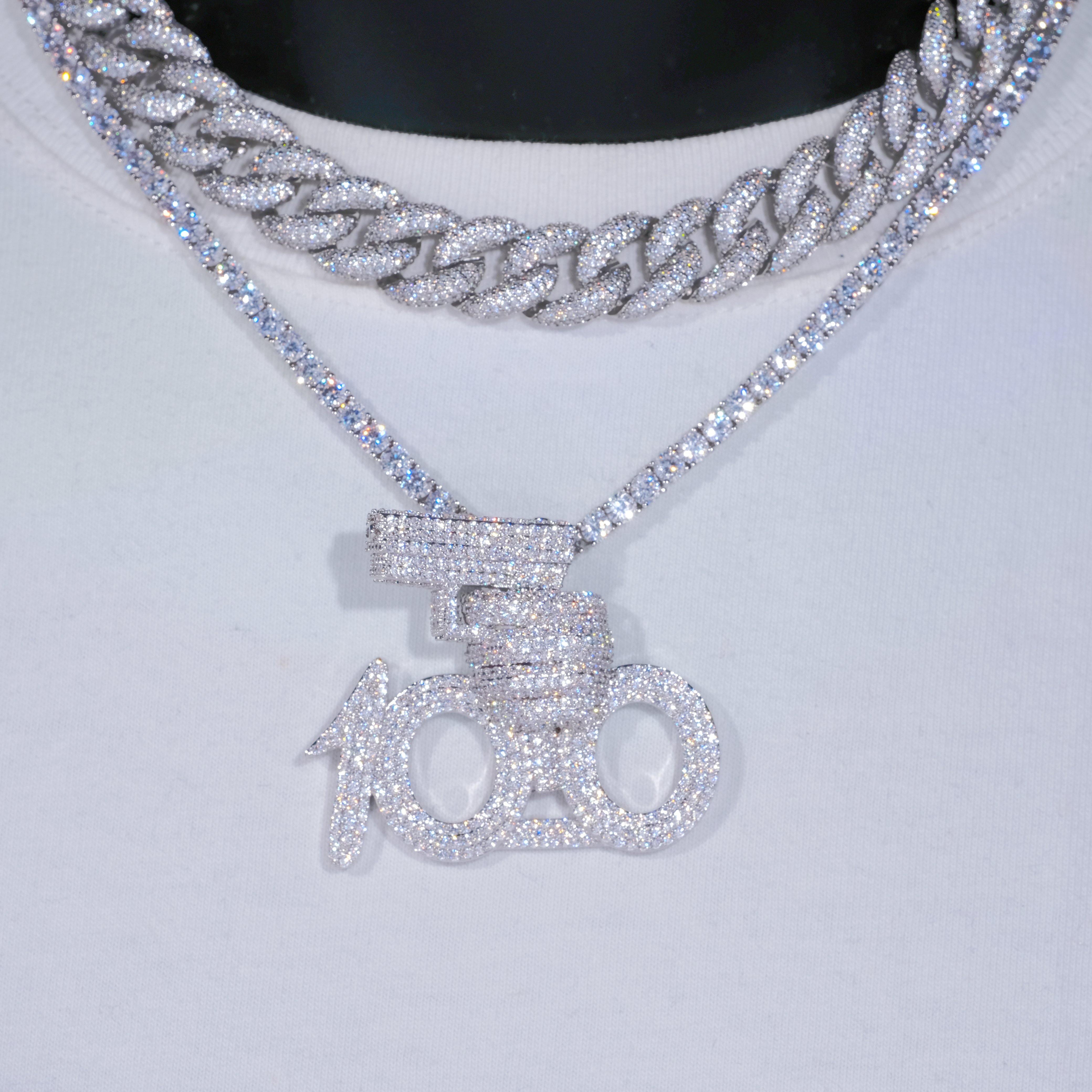 Silver 100 with Gun Rich Shooter Necklace