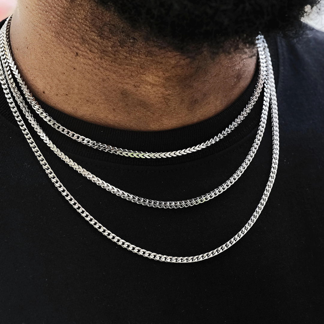 3mm Franco Link Chain White Gold