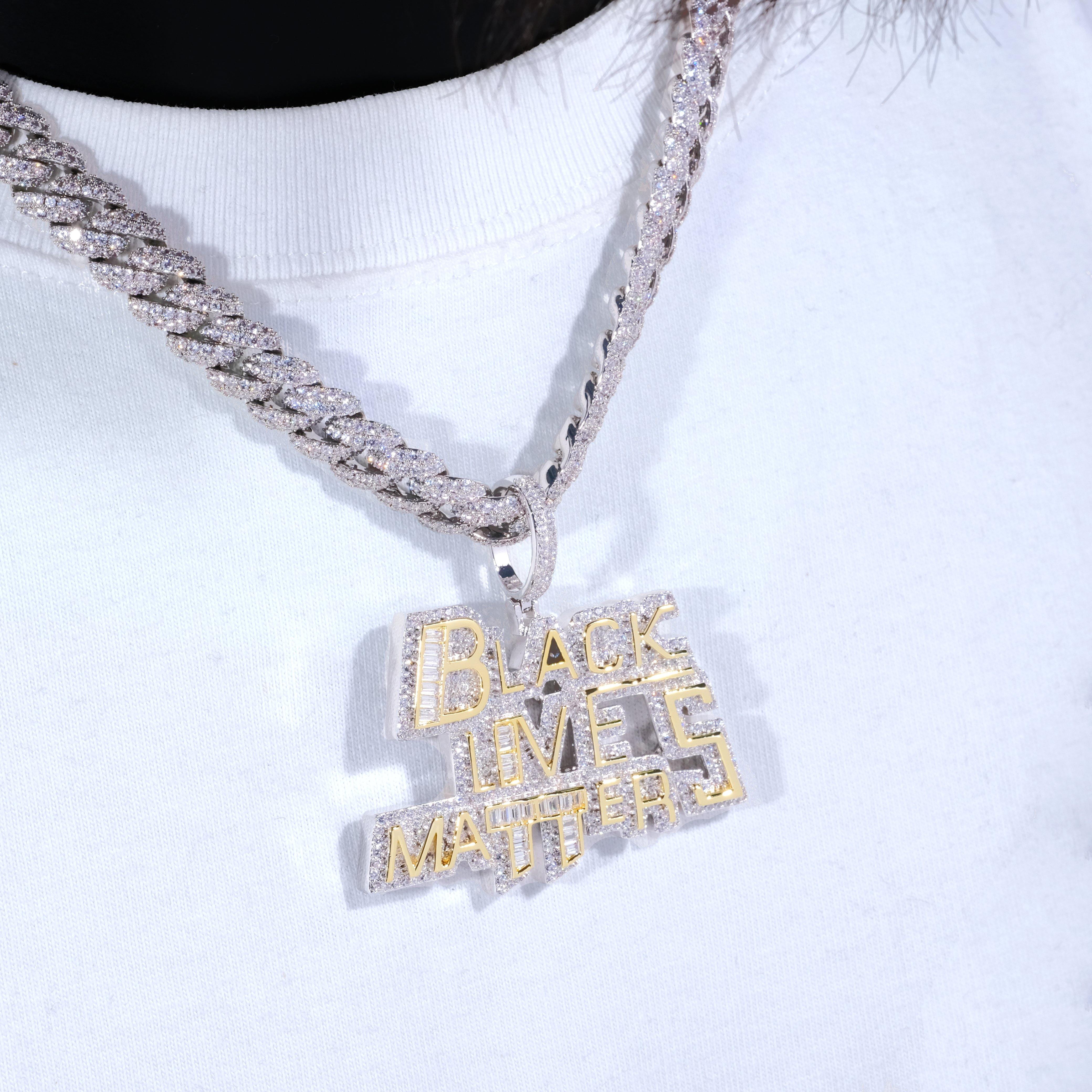 Black Lives Matter Baguette Icy Necklace