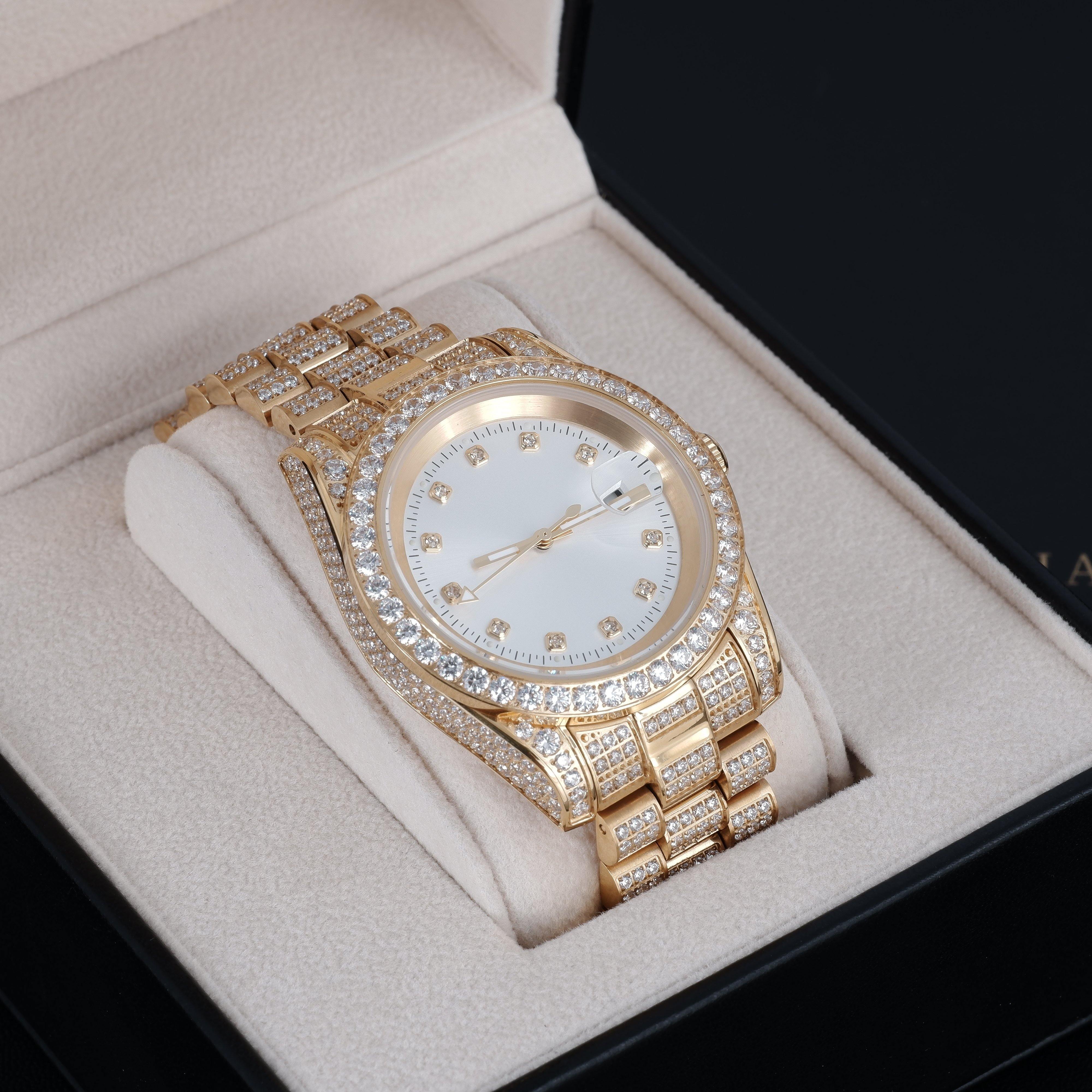 Iced Watch White Dial in Gold