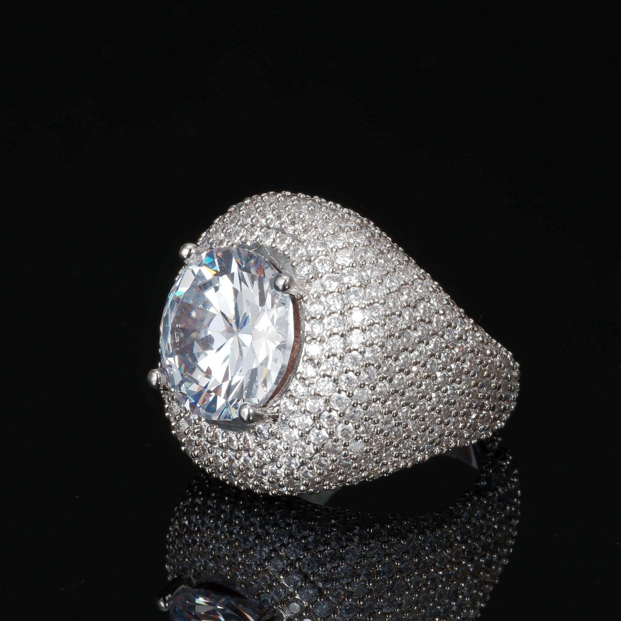 Iced Clustered Band Ring