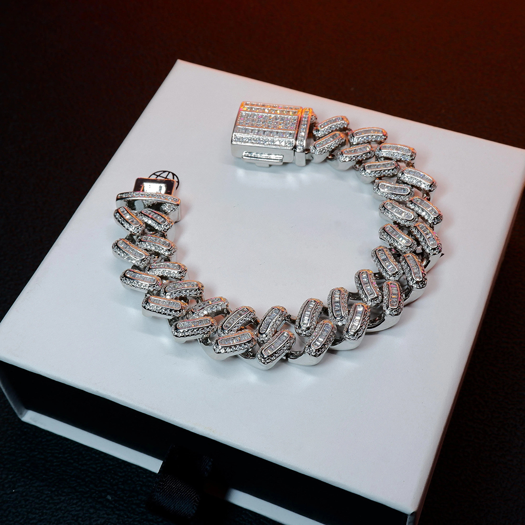 15MM 18K Gold-Plated Baguette Iced Bracelet
