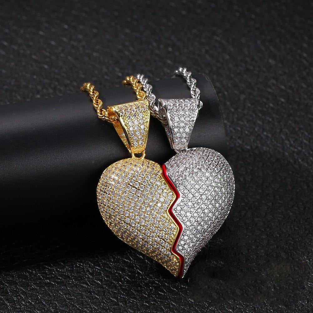18K Gold-Plated CZ Heartbreak Pendant (with Chain)