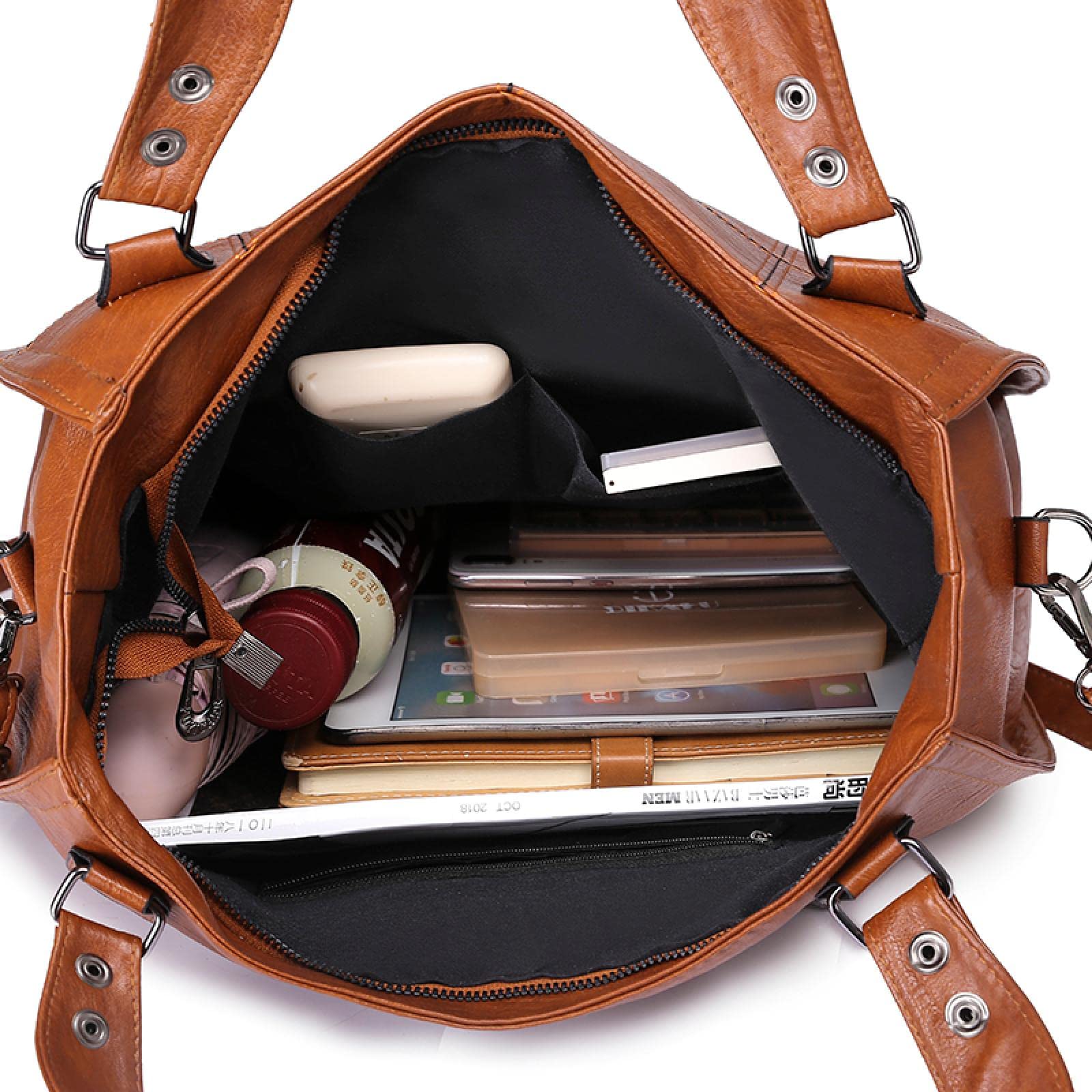 Studded Decor Shoulder Tote Bag