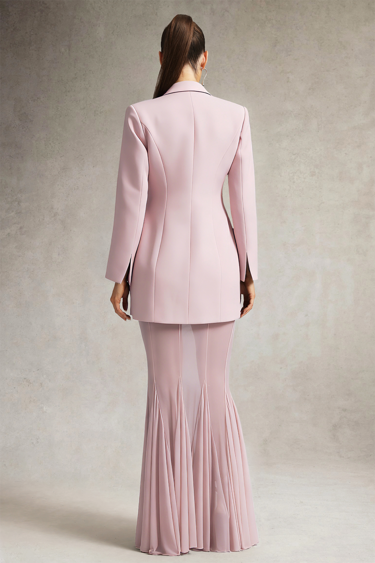 Soloma Collarless Blazer Light Pink Two Piece Set