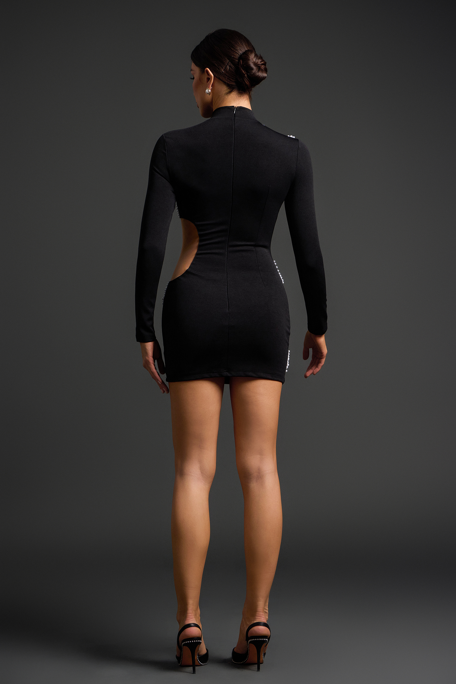 Kerade Long Sleeves Pearl Mini Dress