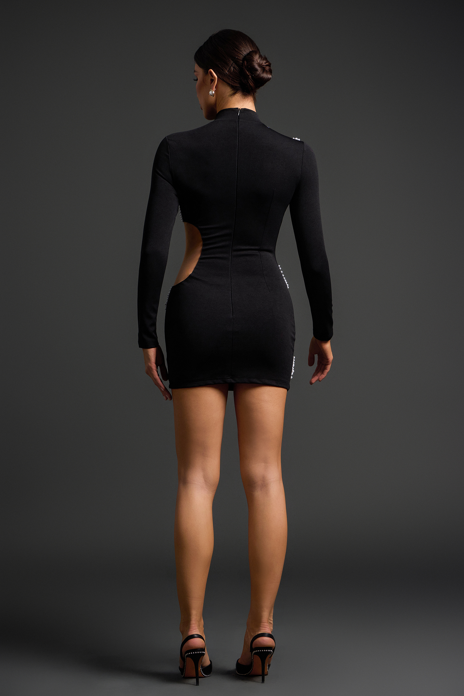 Kerade Long Sleeves Pearl Mini Dress