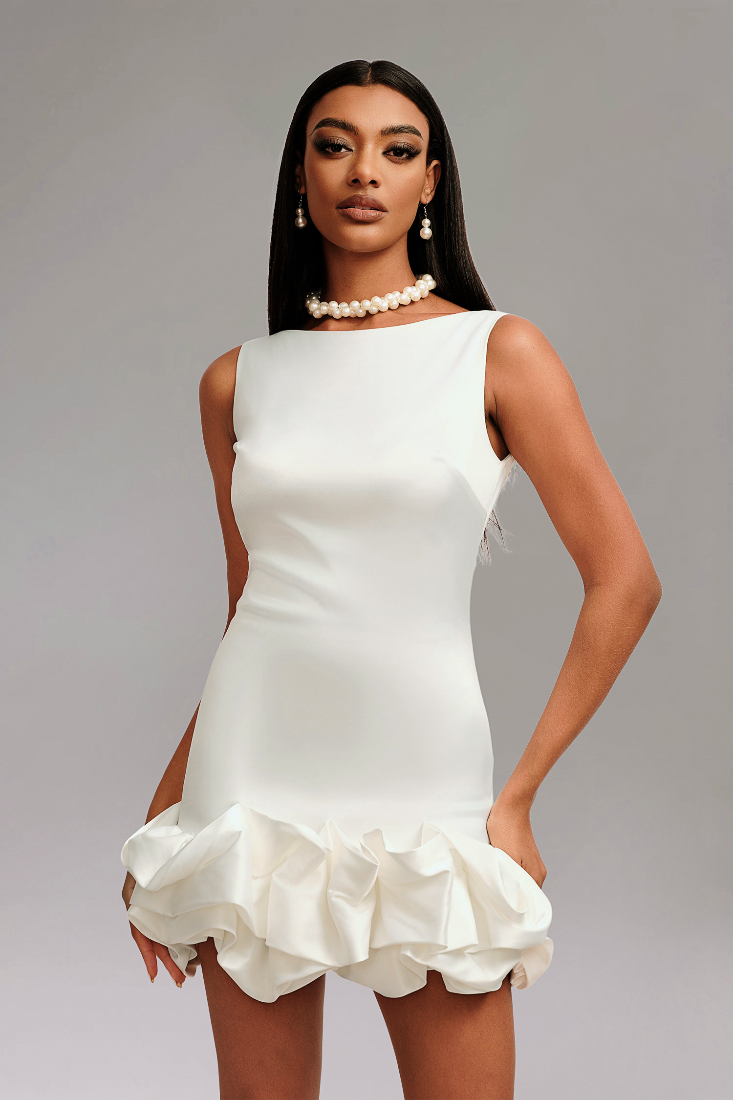Samiya Slim Satin Mini Dress