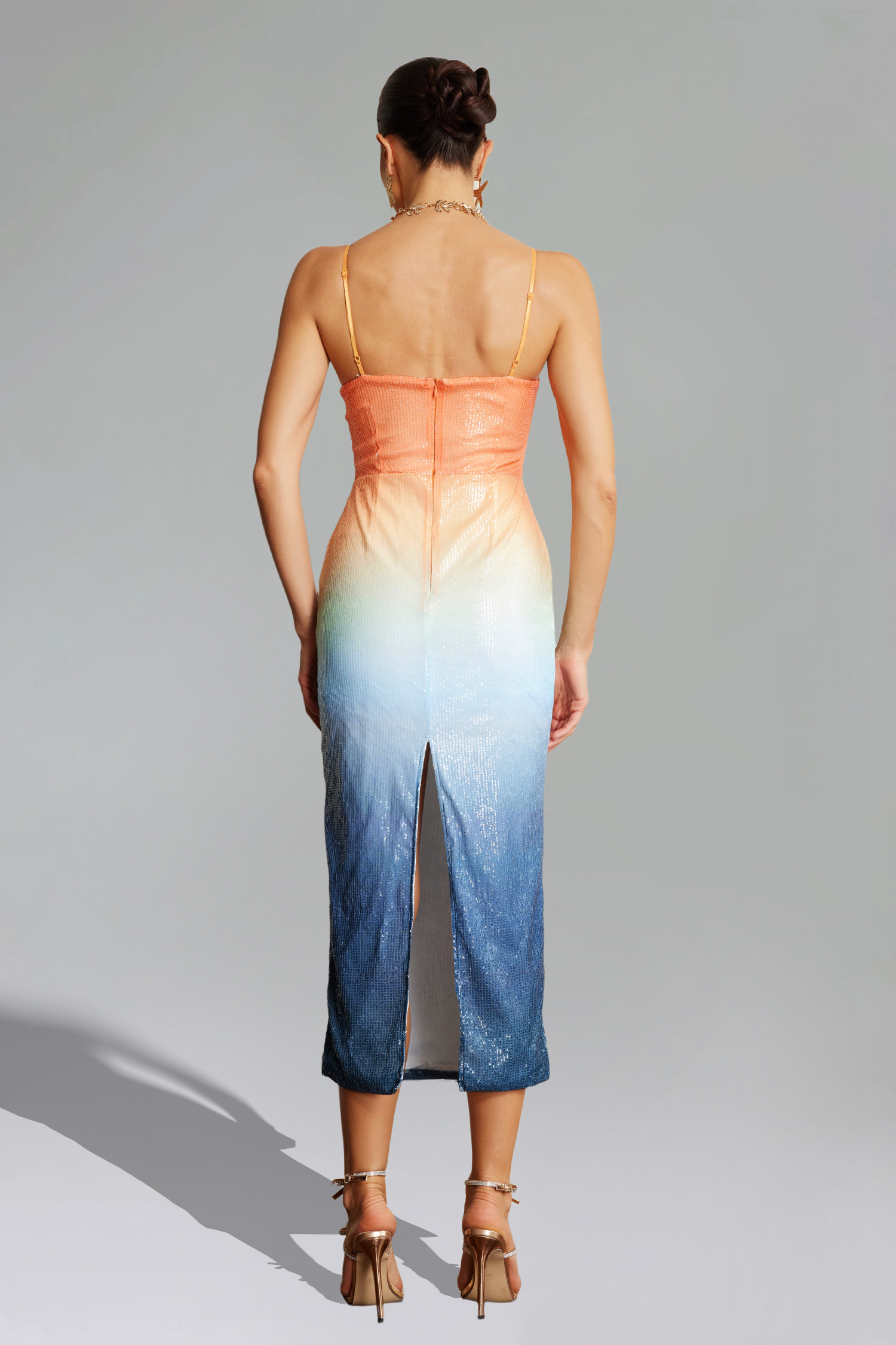 Tie Dye Gradient Delicate Floral Midi Dress Tie Dye Gradient Delicate Floral Midi Dress