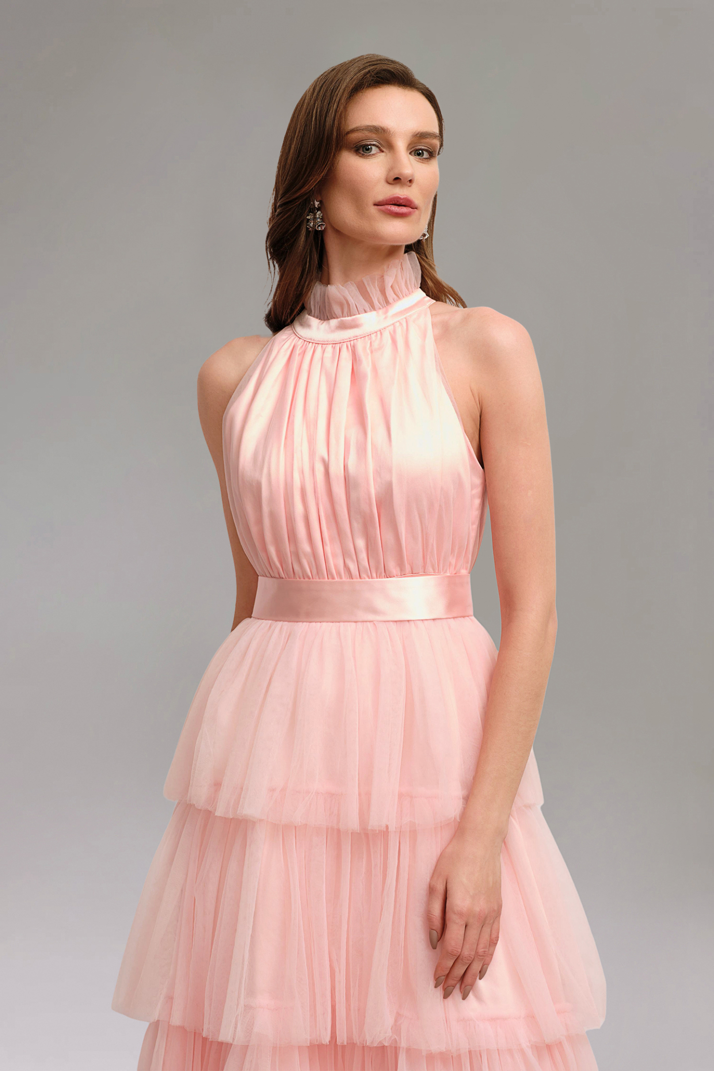 Odelia Sleeveless Bow Puffy Maxi Dress
