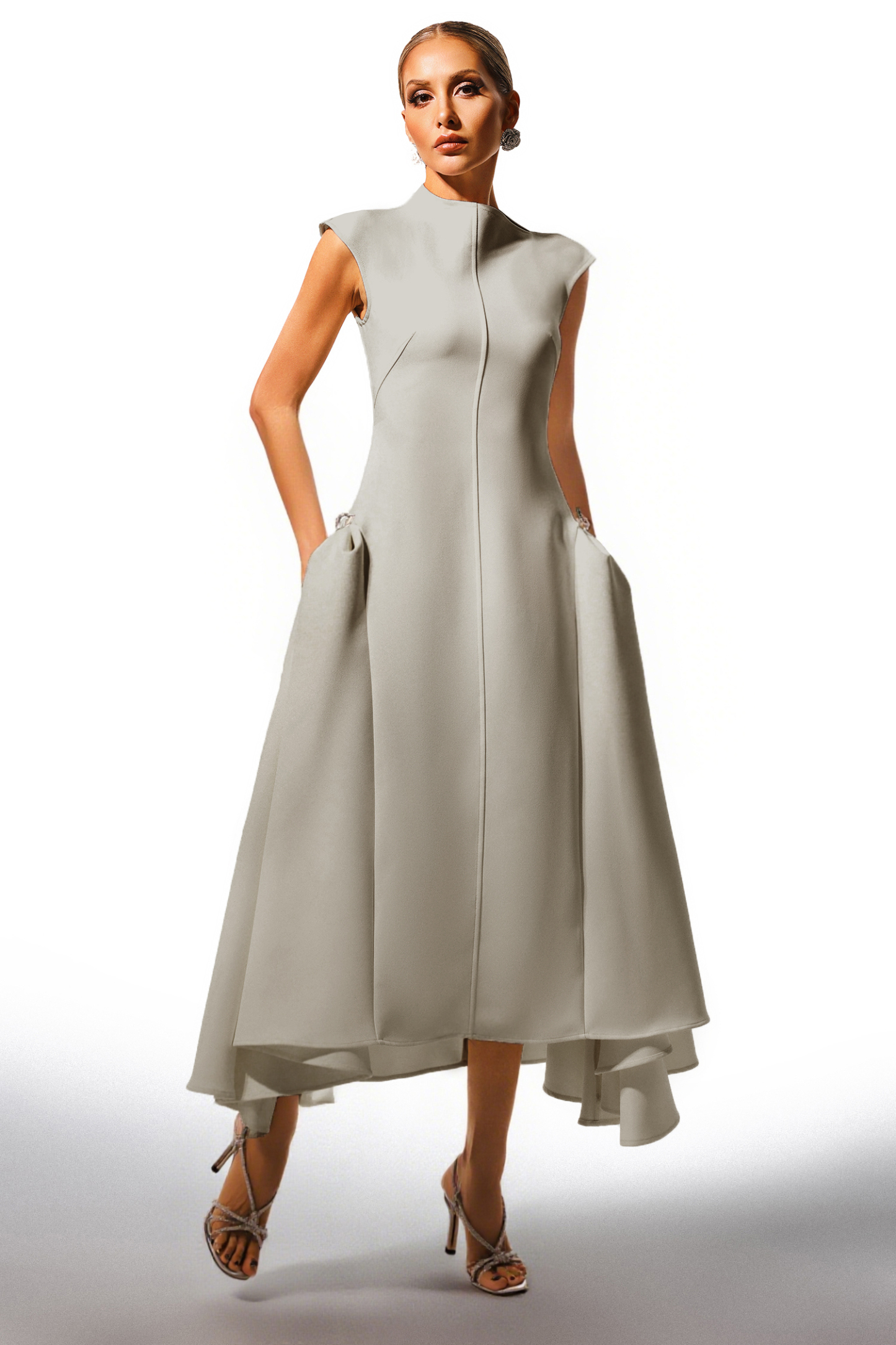 Paca Choker Sleeveless Grey Maxi Dress