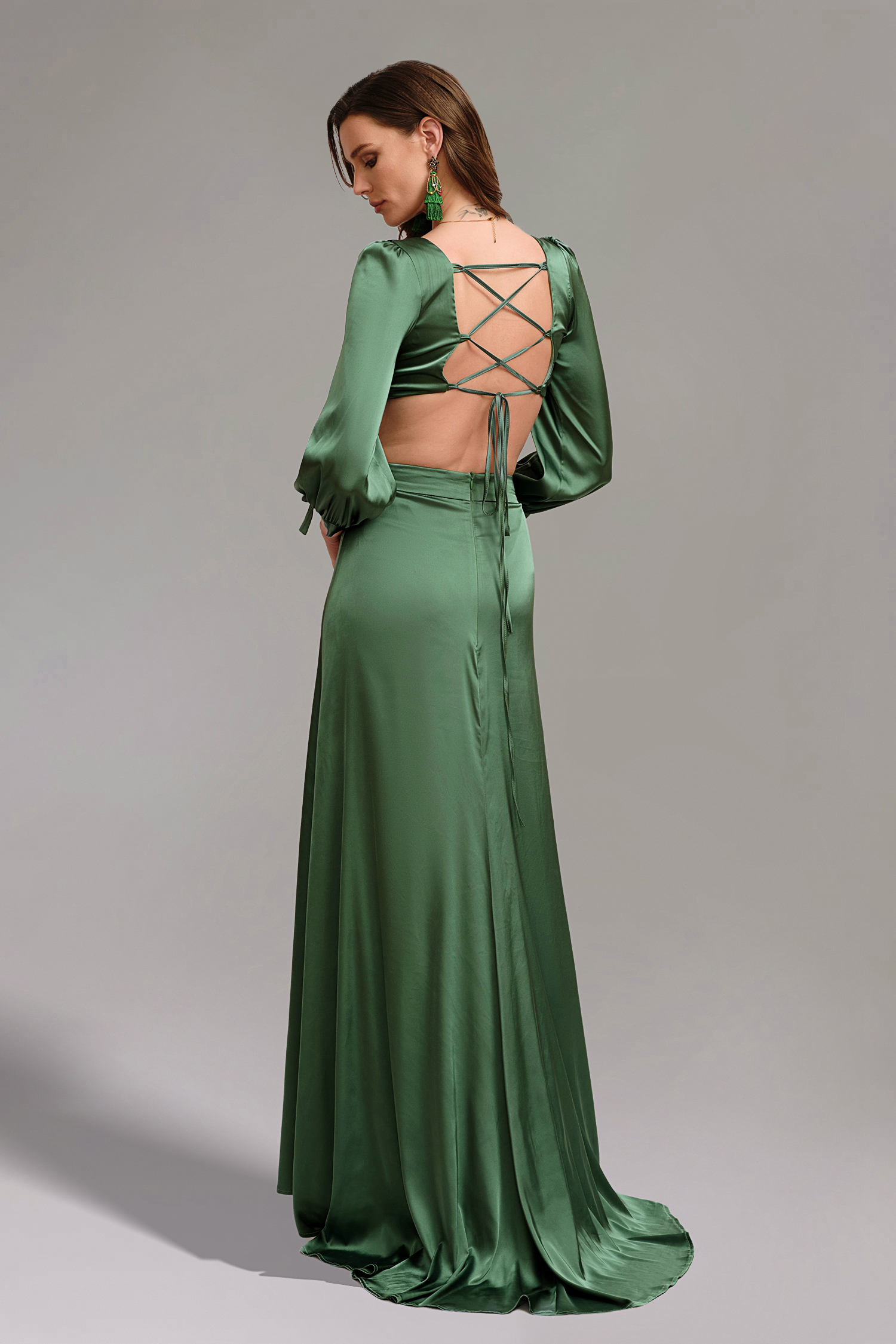 Looly Deep V Maxi Dress - Green