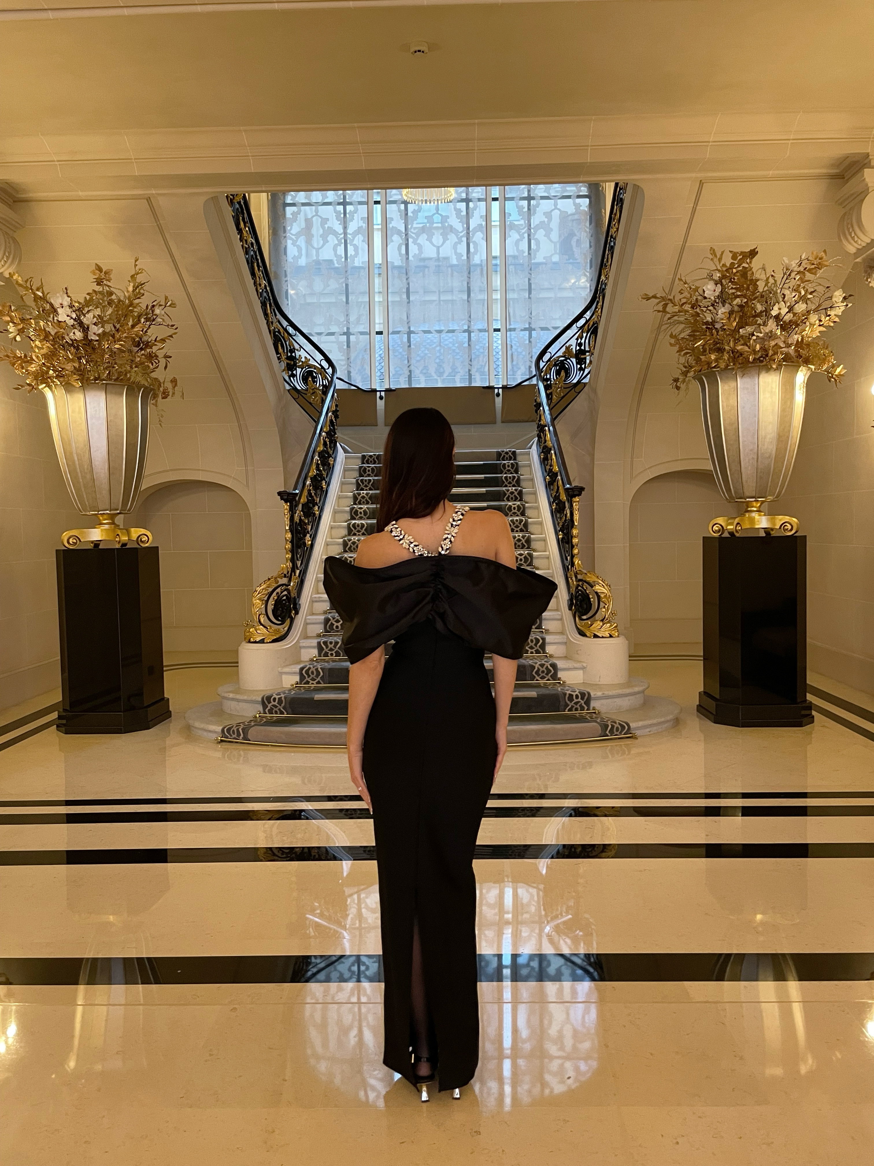 Sloan Halter Diamond Off-The-Shoulder Bandage Maxi Dress