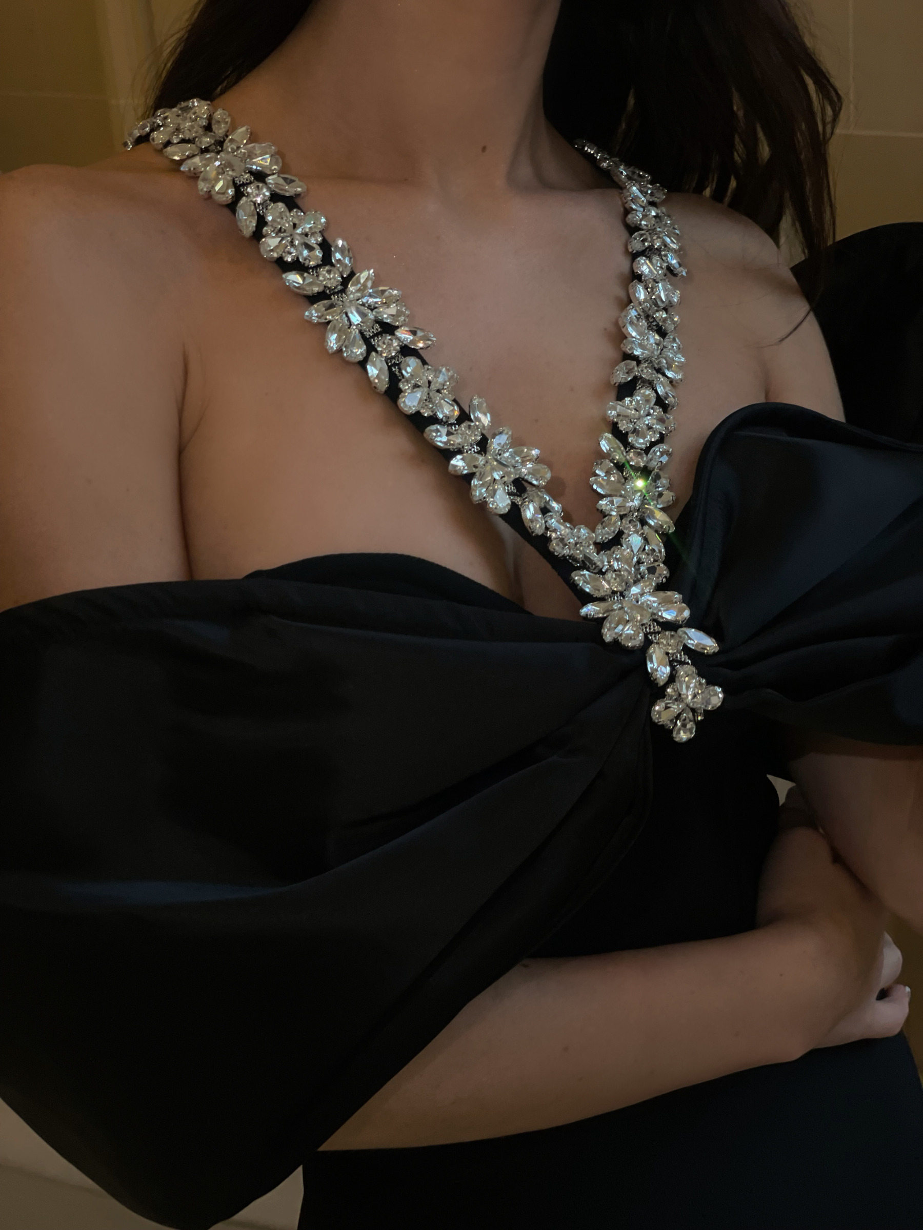 Sloan Halter Diamond Off-The-Shoulder Bandage Maxi Dress