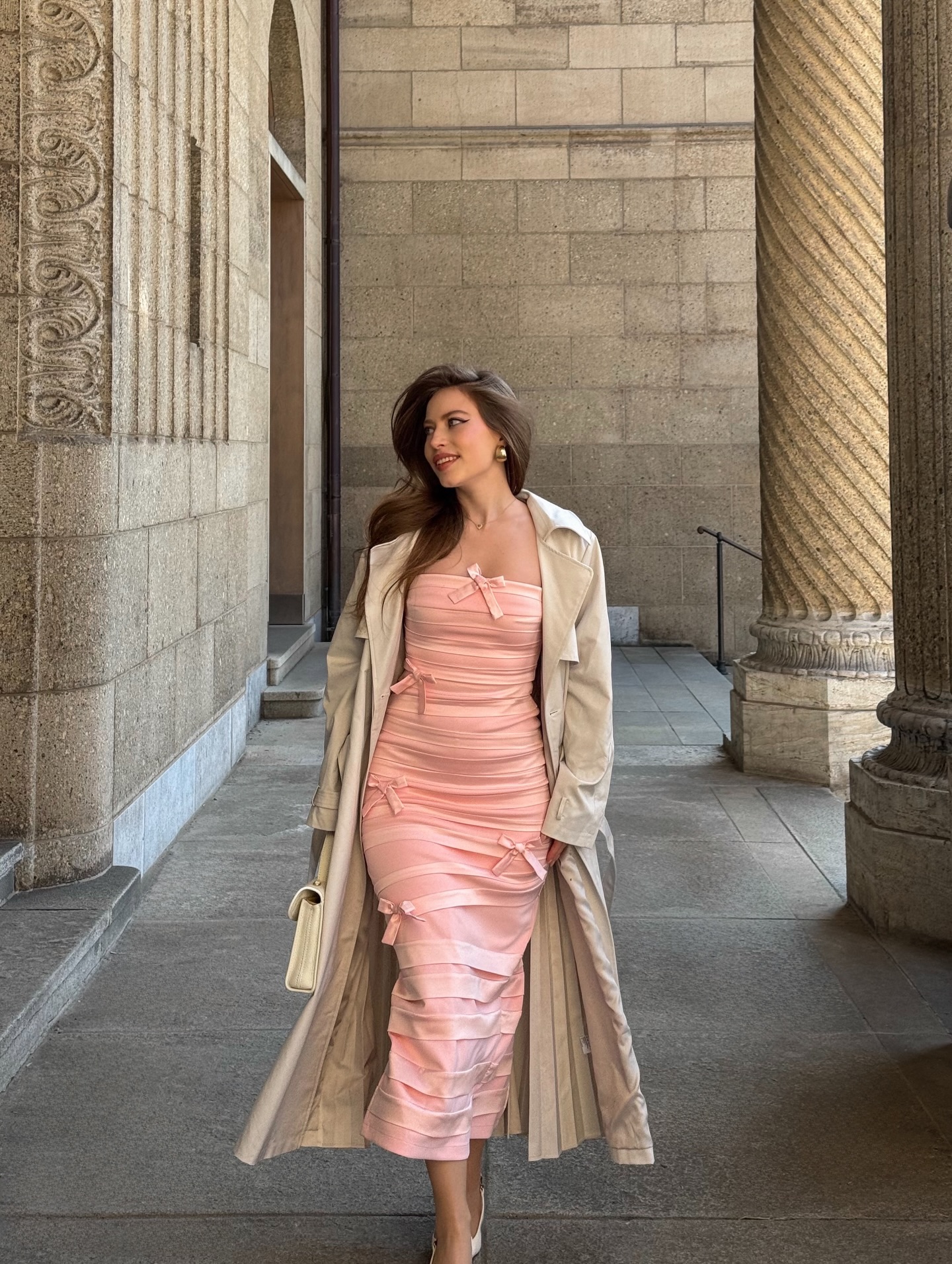 Gayu Sleeveless Bow Wrinkles Midi Dress