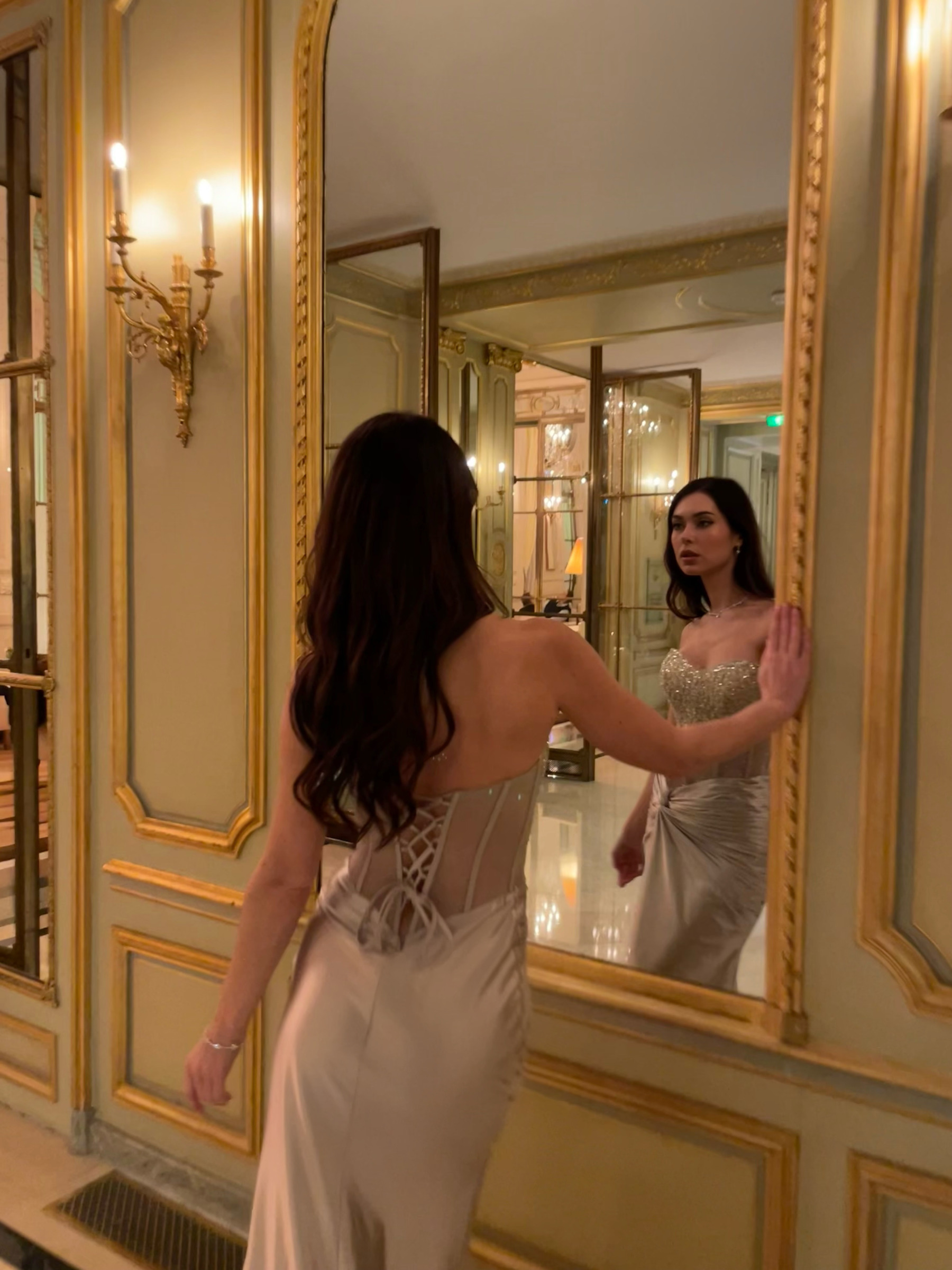 Denny Strapless Sequin High Slit Maxi Dress