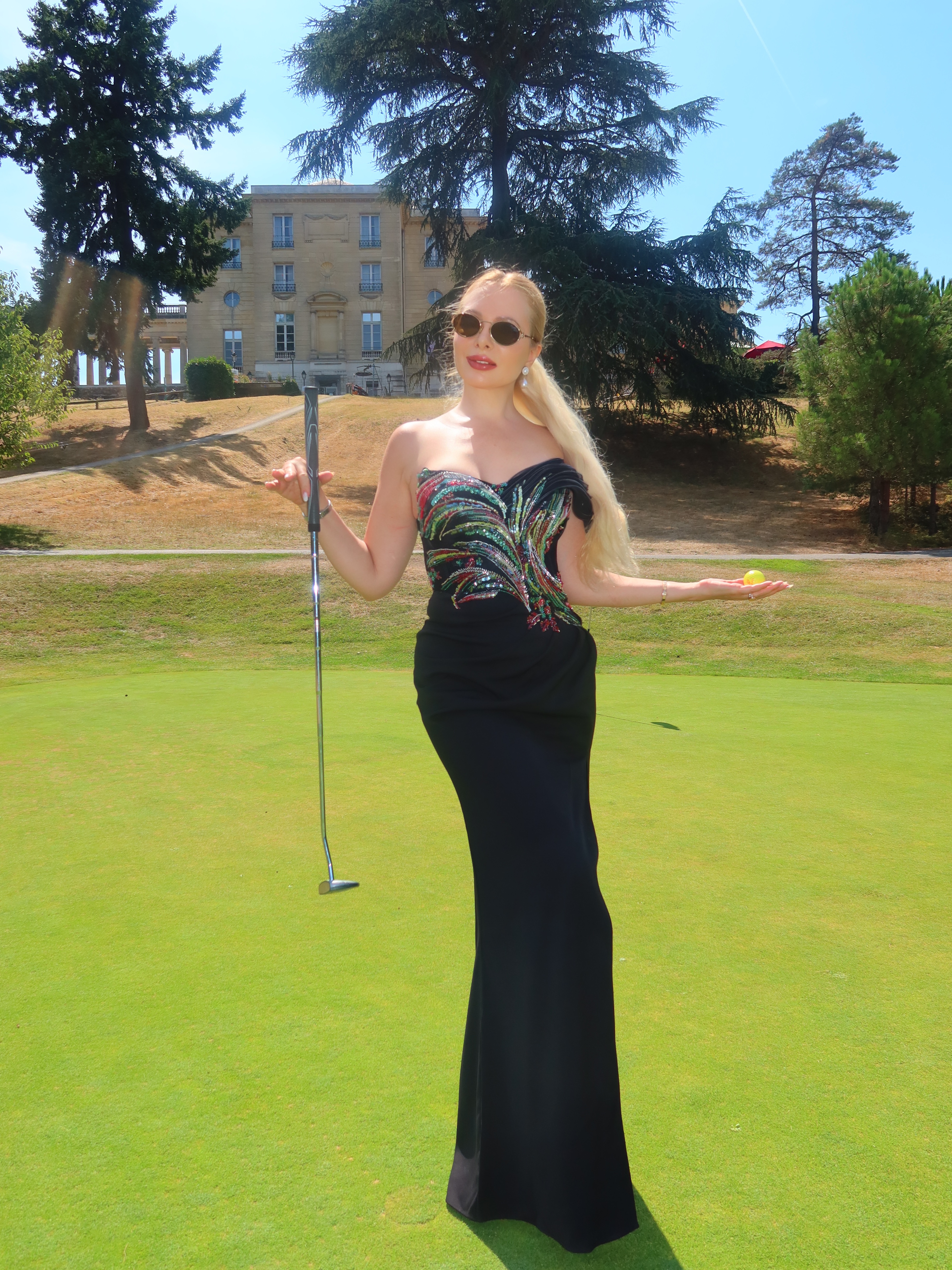 Stolen Strapless Sequin Embroidered Slit Bandage Maxi Dress