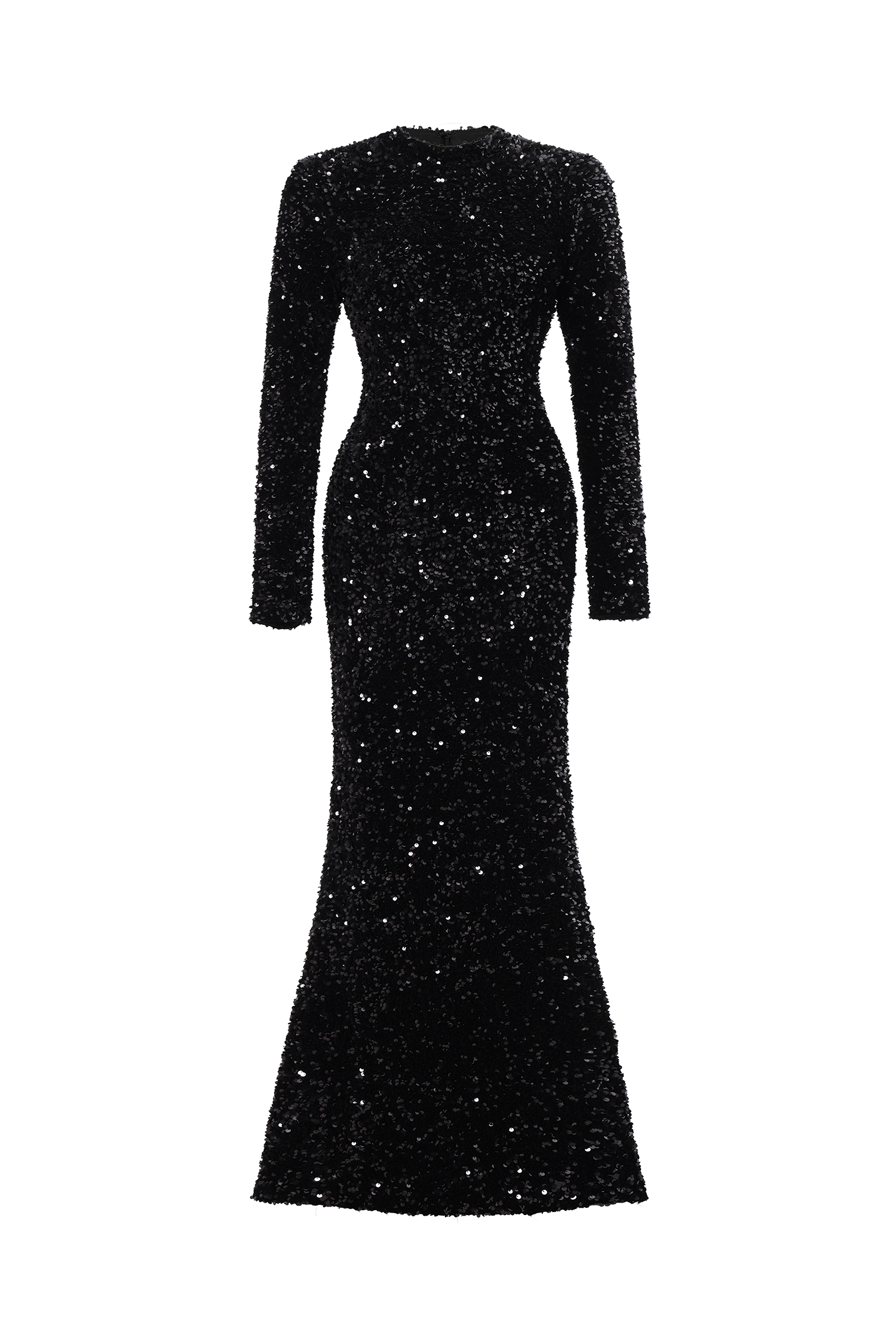 Melinda Glamorous Contour High Neck Long Sleeve Sequin Maxi Dress