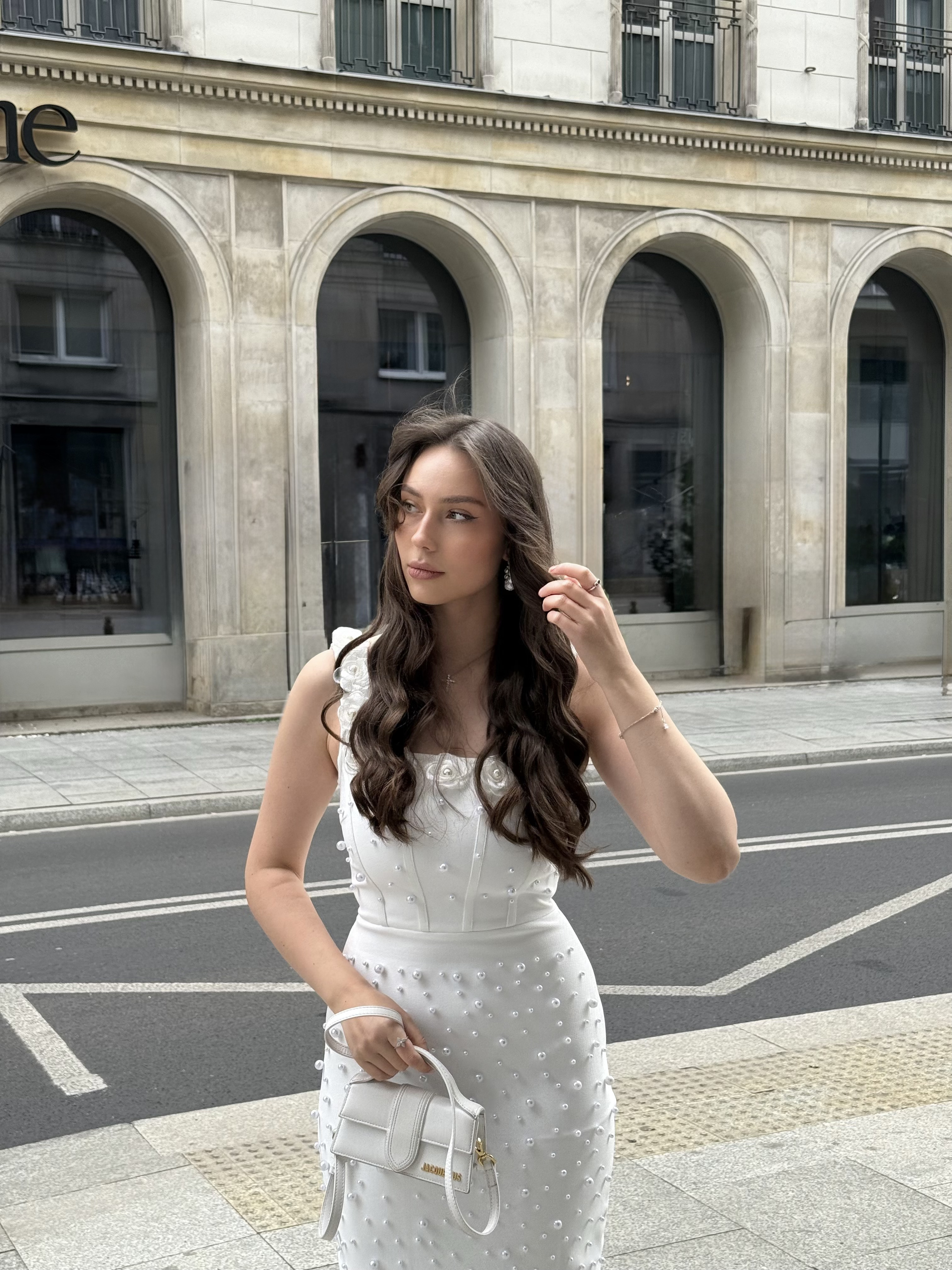 Shea Elegant Contour Square Neck Floral Pearl Bandage Maxi Dress
