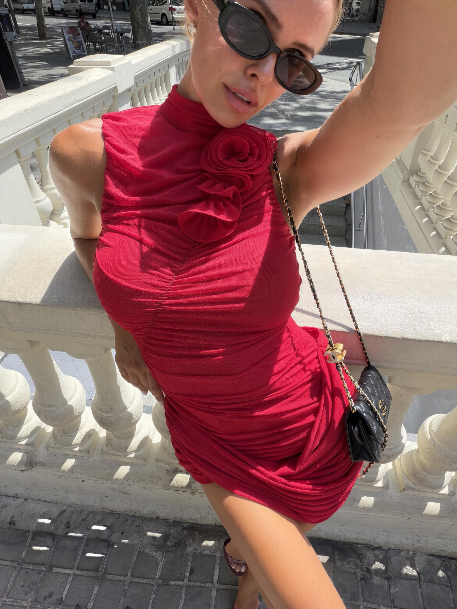 Zurri Romantic Contour Sleeveless Ruched Floral Mesh Mini Dress