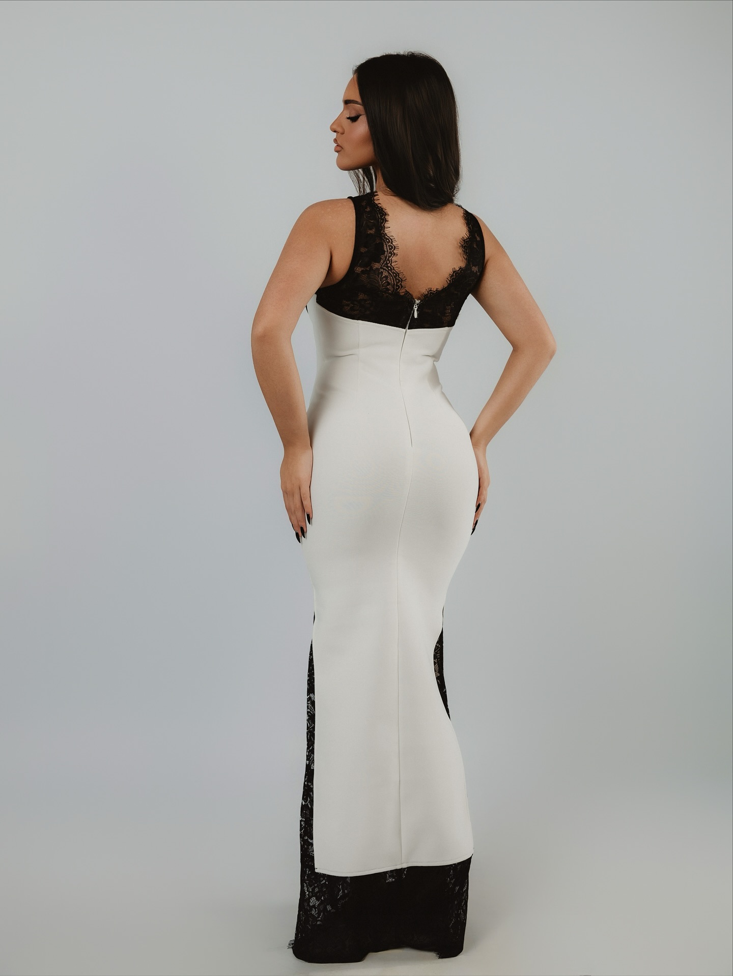 Gunnhild Lace Deep V Maxi Dress