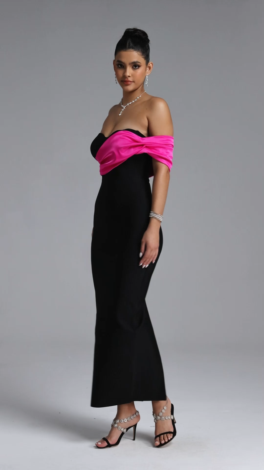 Lala Off-The-Shoulder Fold Bandage Maxi Dress