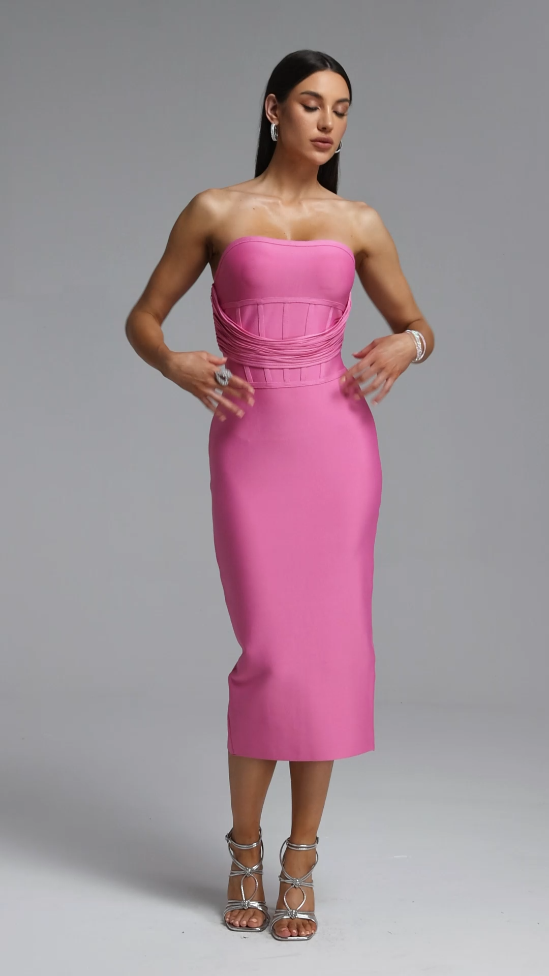Zoe Romantic Contour Strapless Bandage Maxi Dress
