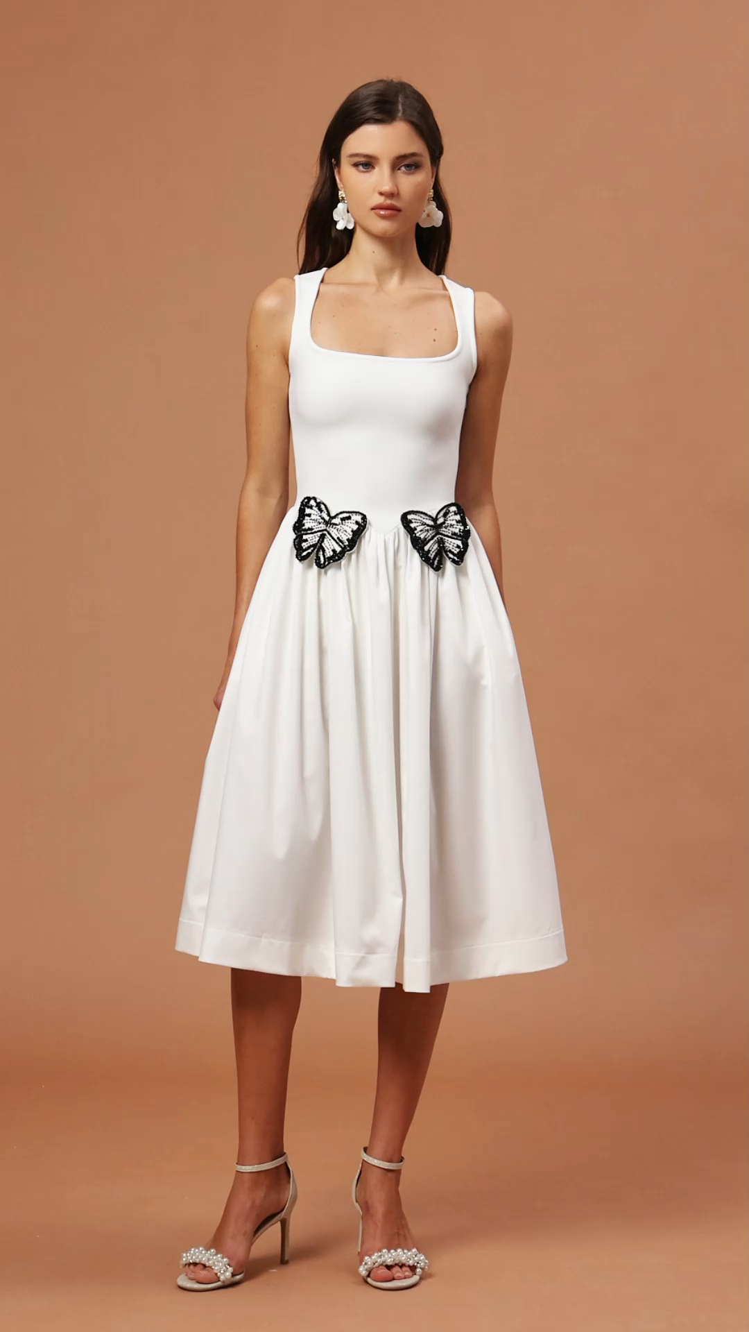 Tereza Square Collar Halter Butterfly Midi Dress