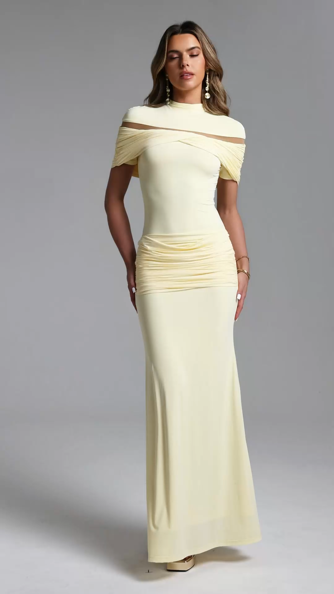 Stormie Chic Contour Cut Out Ruched Knit Maxi Dress