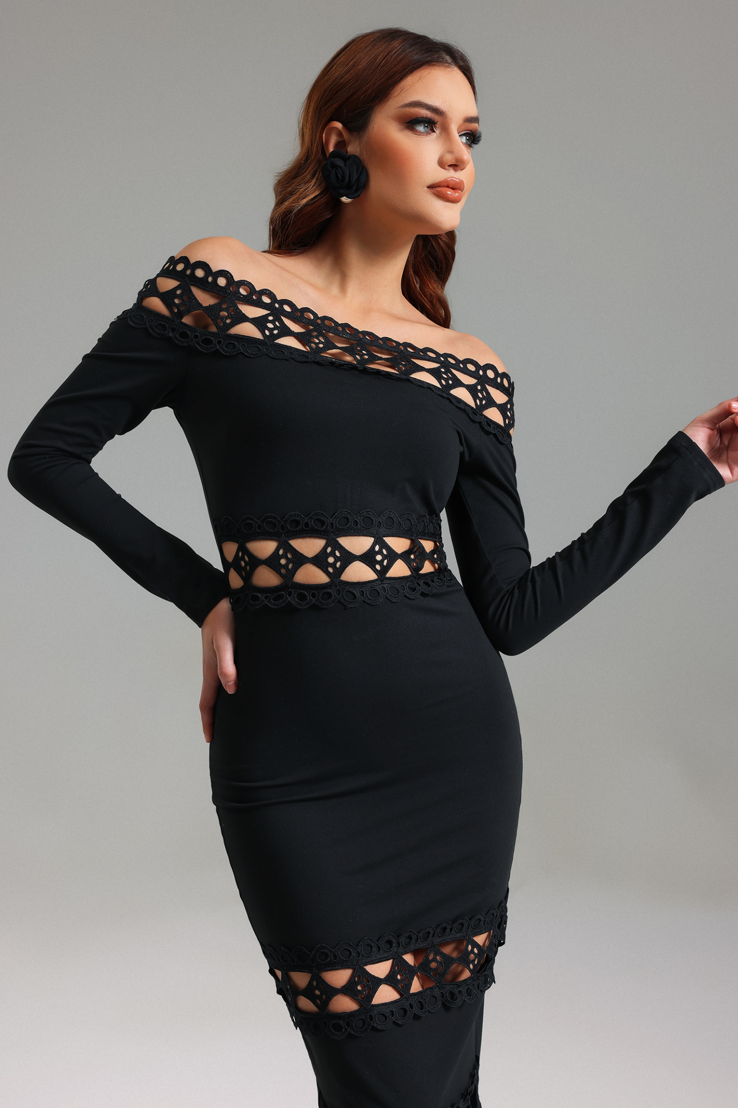 Kimala Off-Shoulder Lace Midi Dress