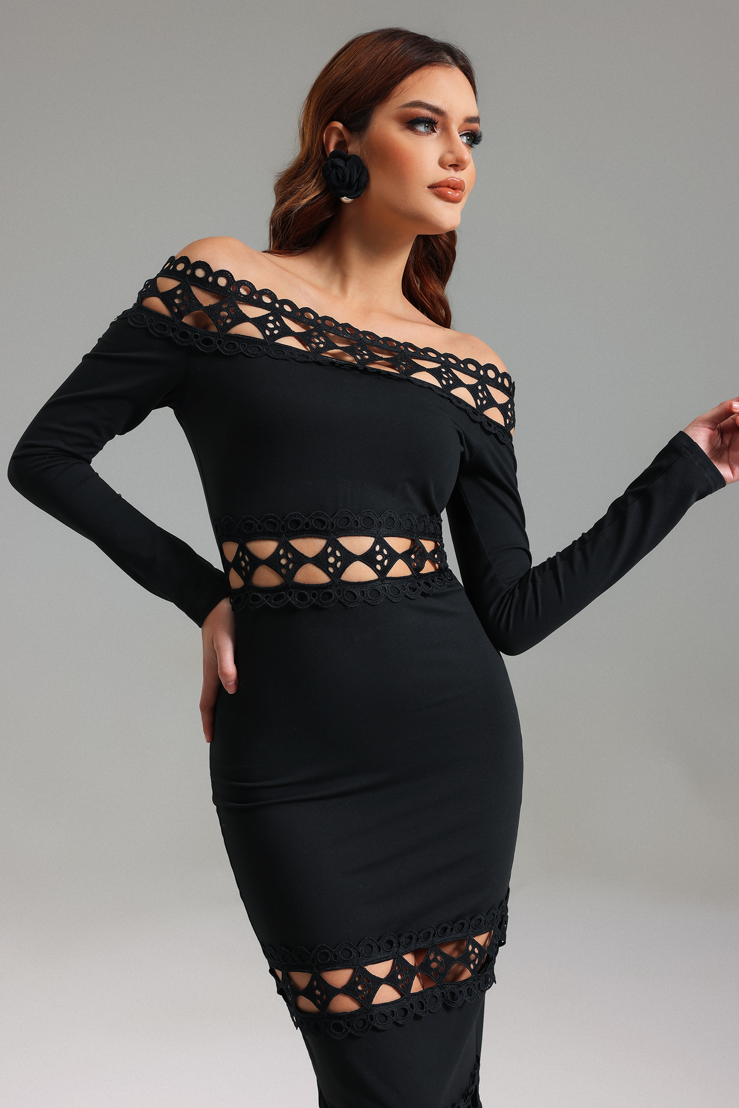 Kimala Off-Shoulder Lace Midi Dress