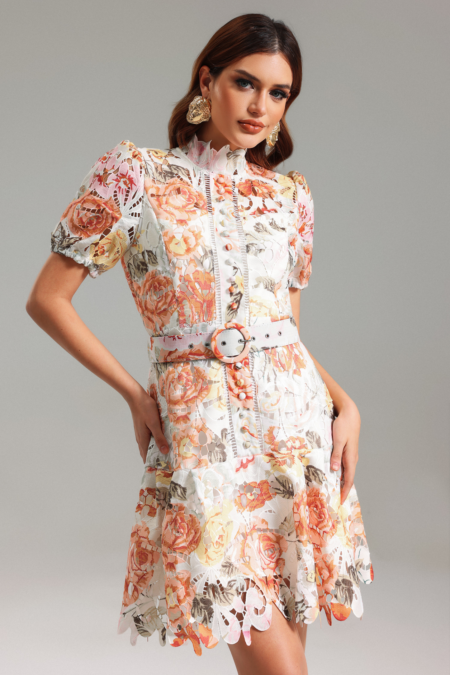 Rikiny Floral Lace Mini Dress