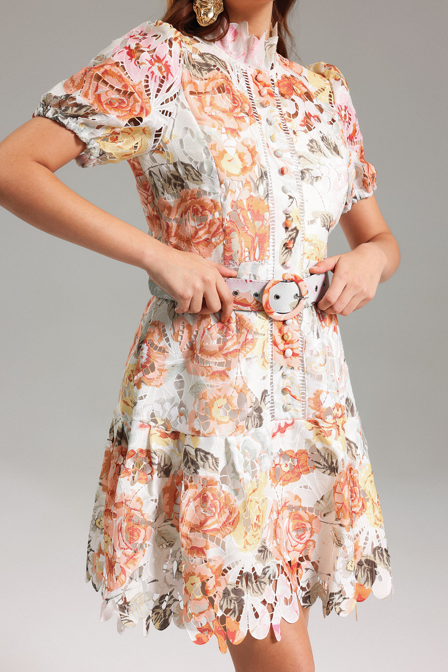 Rikiny Floral Lace Mini Dress