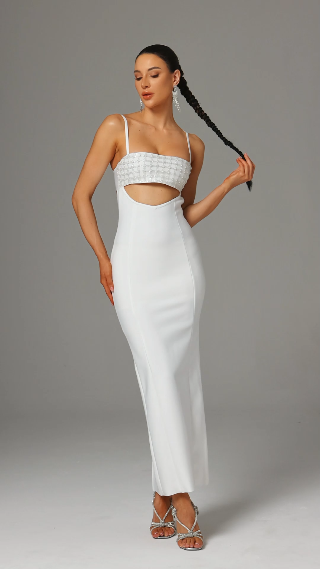 Edeline Cutout Beaded Bandage Cami Maxi Dress